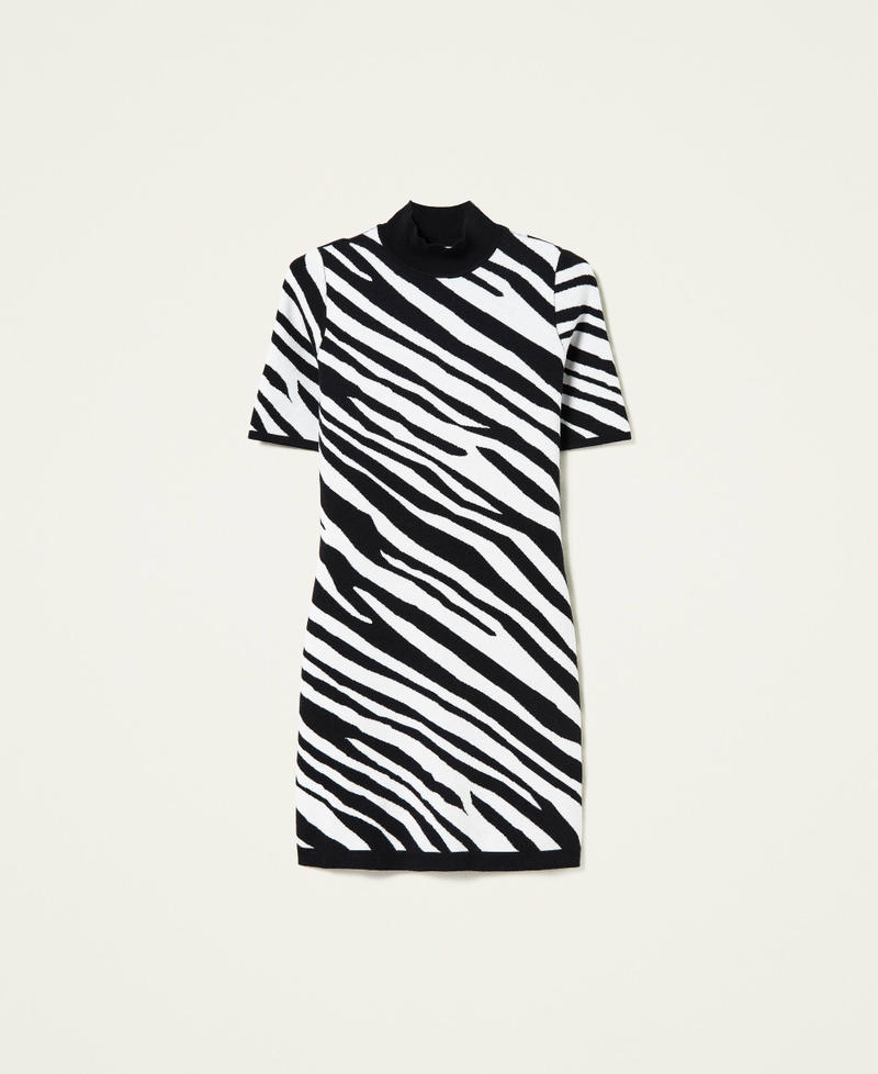 Robe en maille jacquard animali&egrave;re Noir canon de fusil Femme 212TP3233-0S