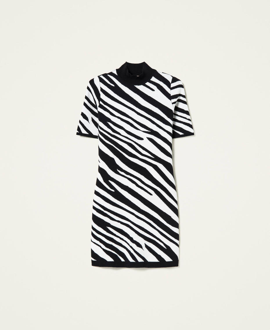 Robe en maille jacquard animali&egrave;re Noir canon de fusil Femme 212TP3233-0S