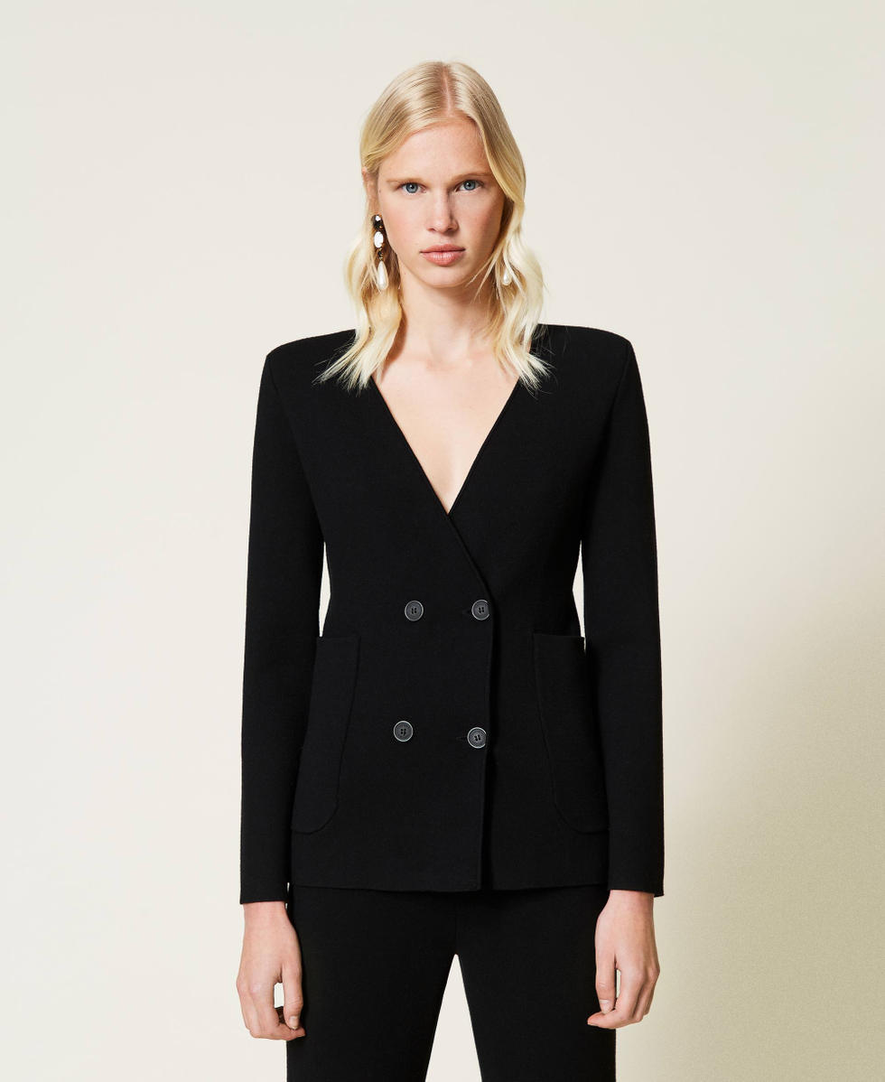 Blazer en maille jacquard Femme Noir TWINSET Milano