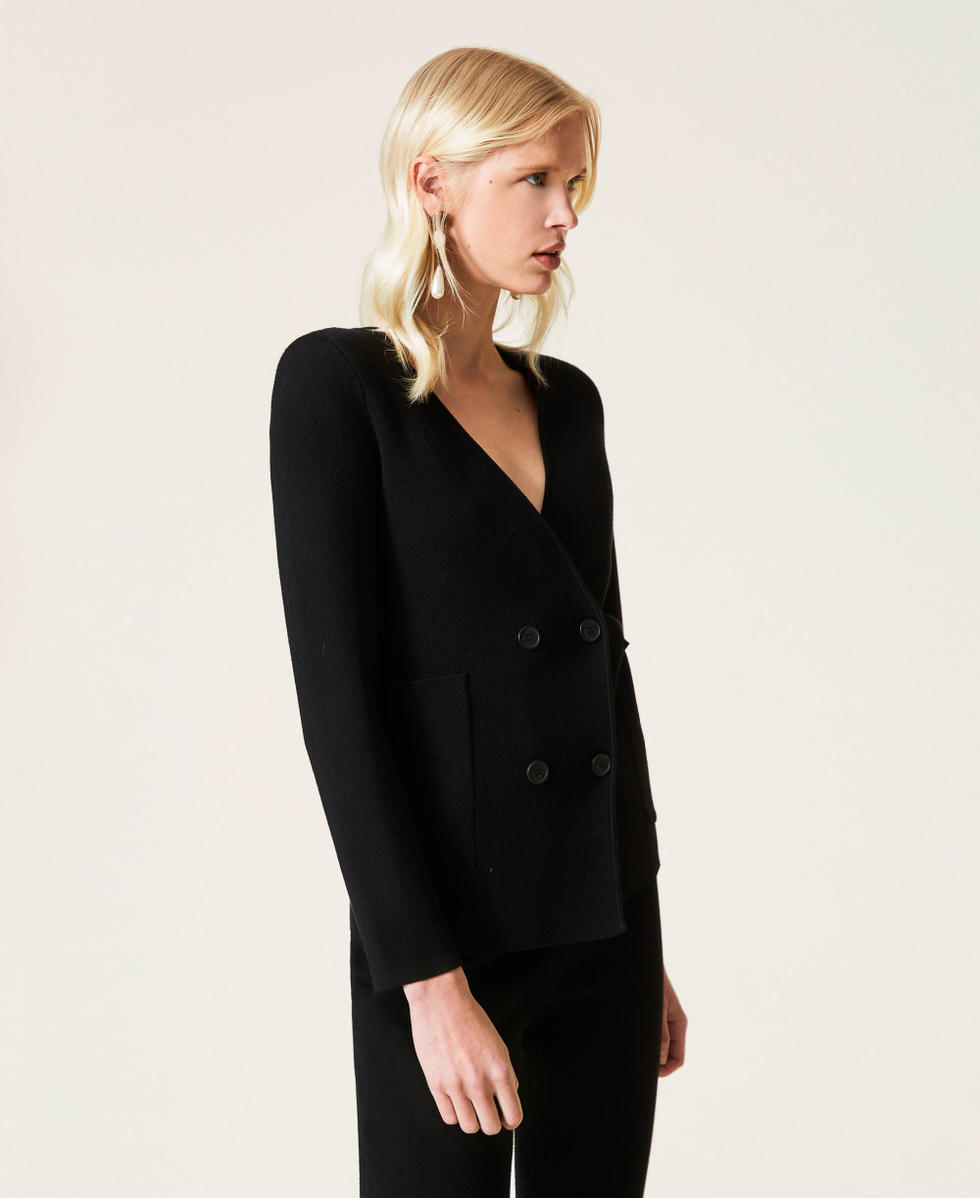 Knit blazer black discount