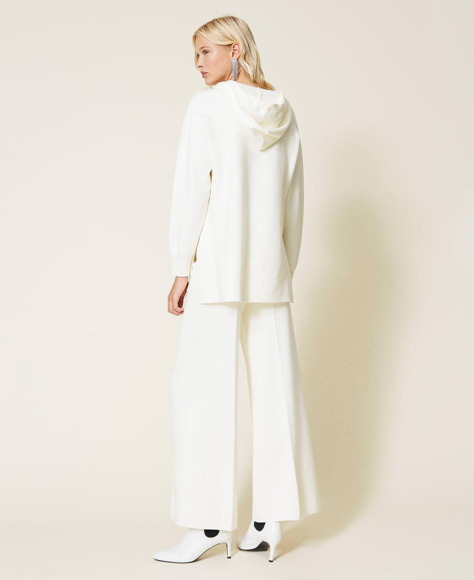 Felpa in maglia con cappuccio Bianco Neve Donna 212TP3244-04