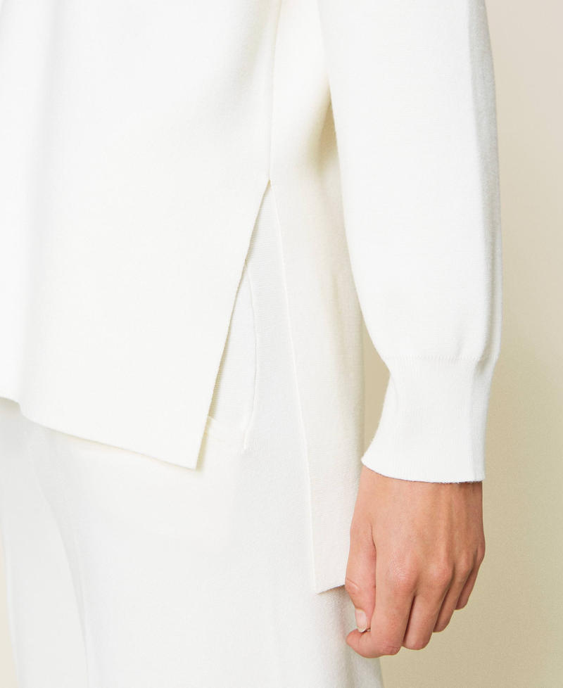 Felpa in maglia con cappuccio Bianco Neve Donna 212TP3244-06