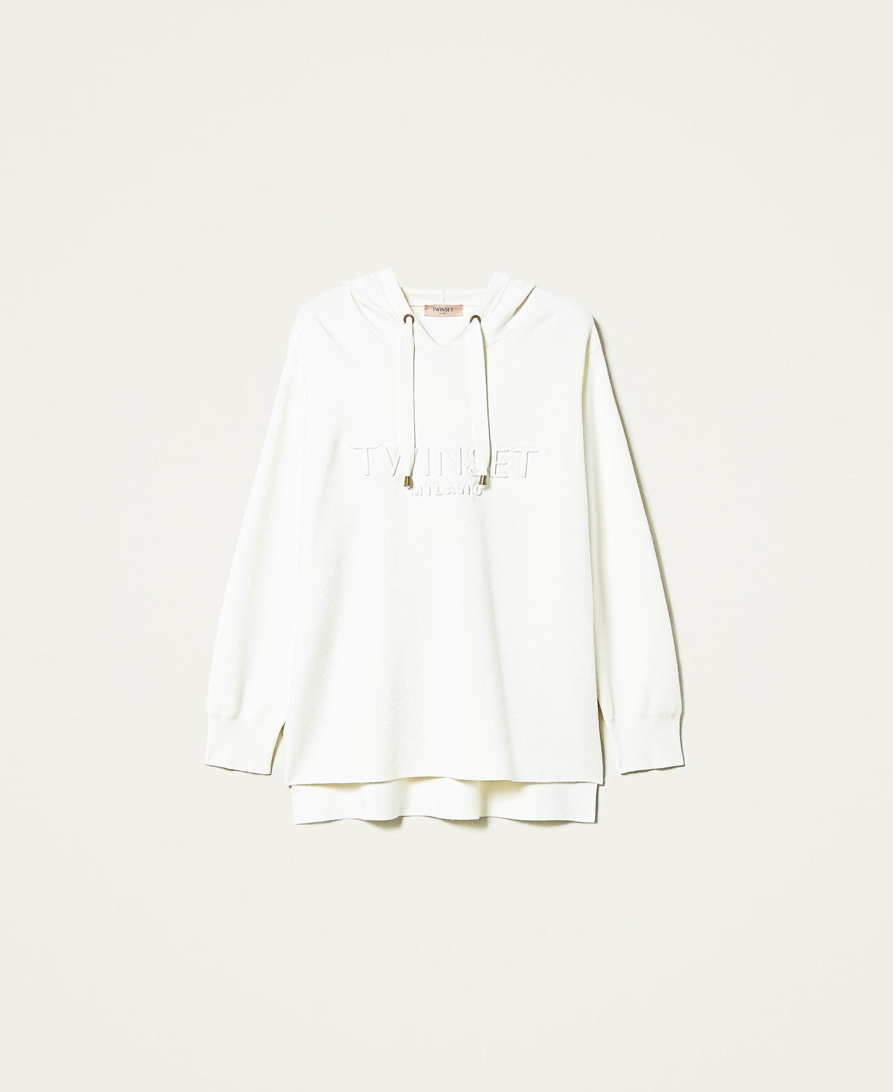Felpa in maglia con cappuccio Bianco Neve Donna 212TP3244-0S