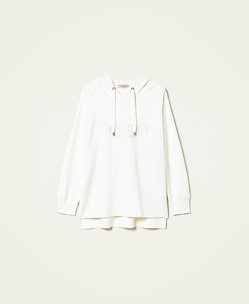 Felpa in maglia con cappuccio Bianco Neve Donna 212TP3244-0S