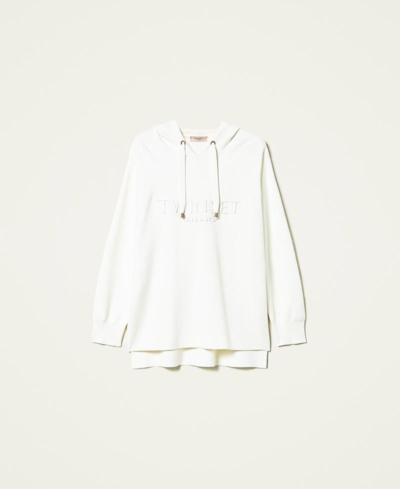Sweat-shirt en maille avec capuche Blanc Neige Femme 212TP3244-0S