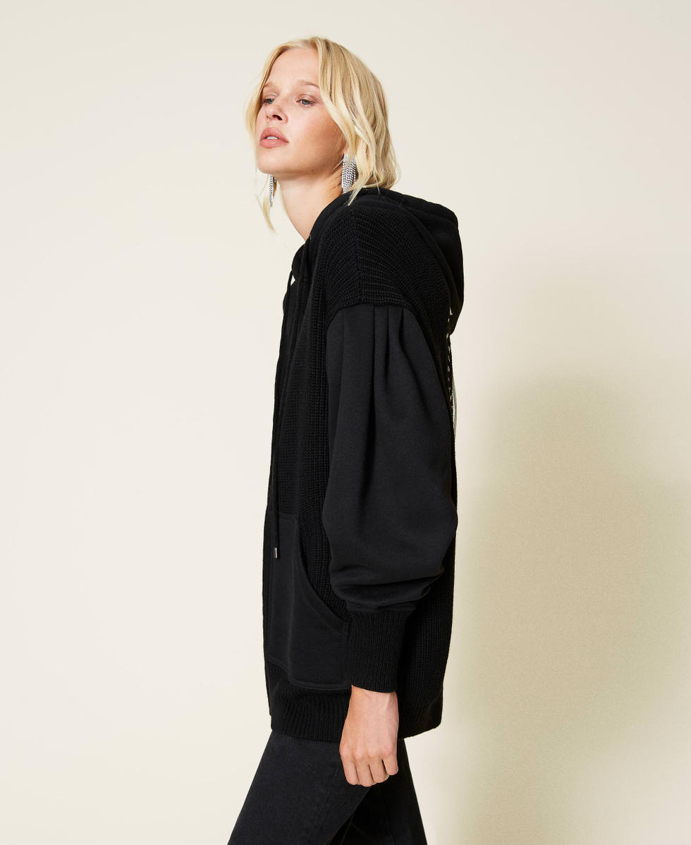 Maxi sweat-shirt en maille avec logo Bicolore Noir / Blanc Neige Femme 212TP3390-03