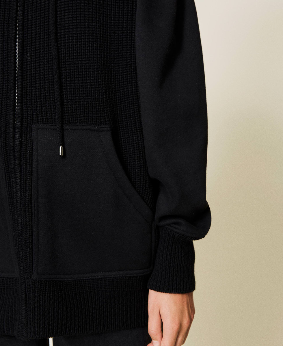 Maxi sweat-shirt en maille avec logo Bicolore Noir / Blanc Neige Femme 212TP3390-06