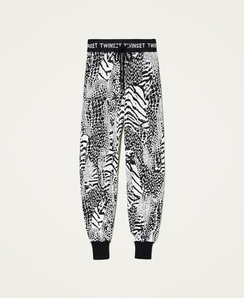 Joggers animalier con logo Stampa Animalier Patch Neve / Nero Donna 212TP3401-0S