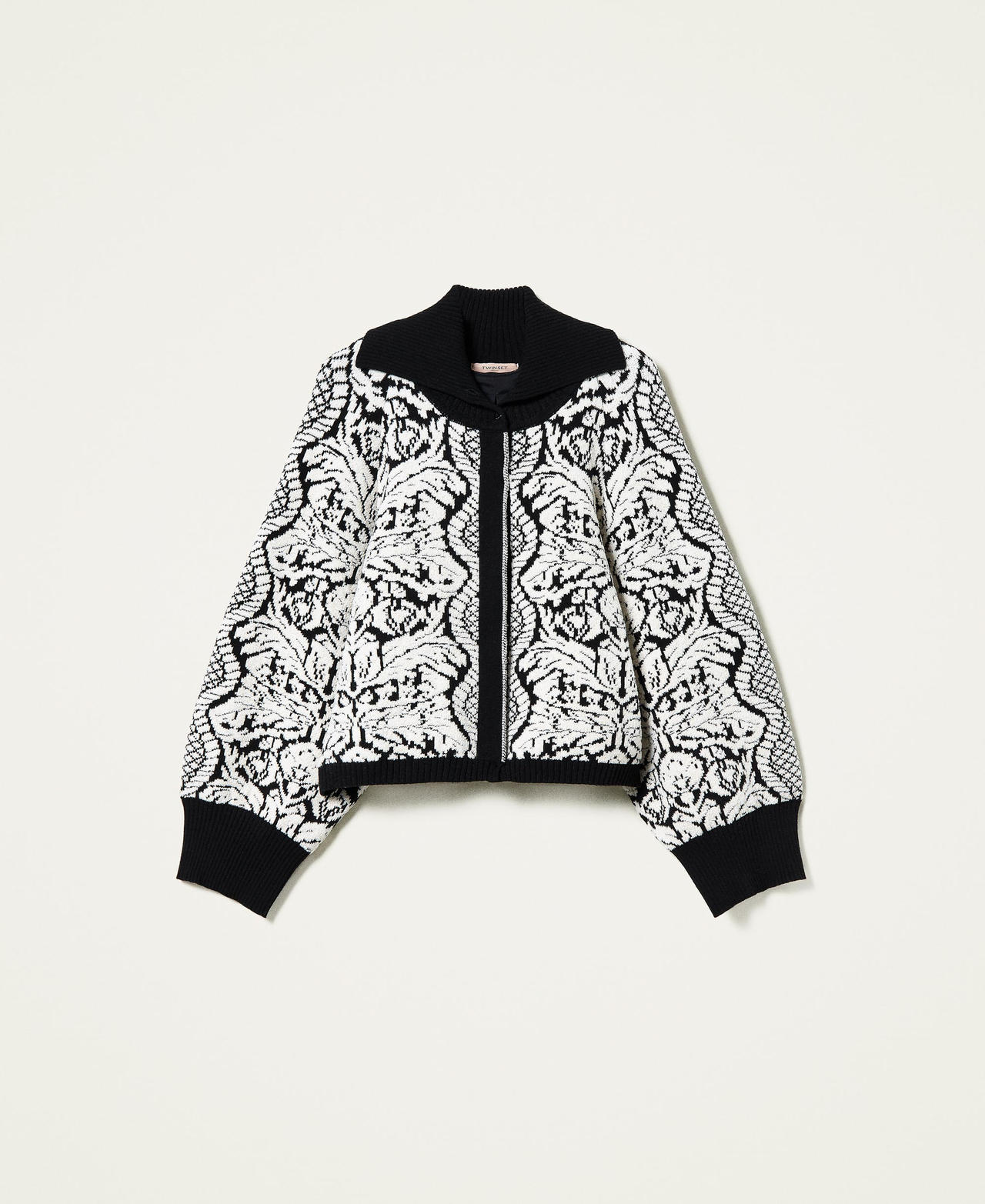 Jacquard floral jacket Black / &ldquo;Snow&rdquo; White Floral Jacquard Woman 212TP3440-0S