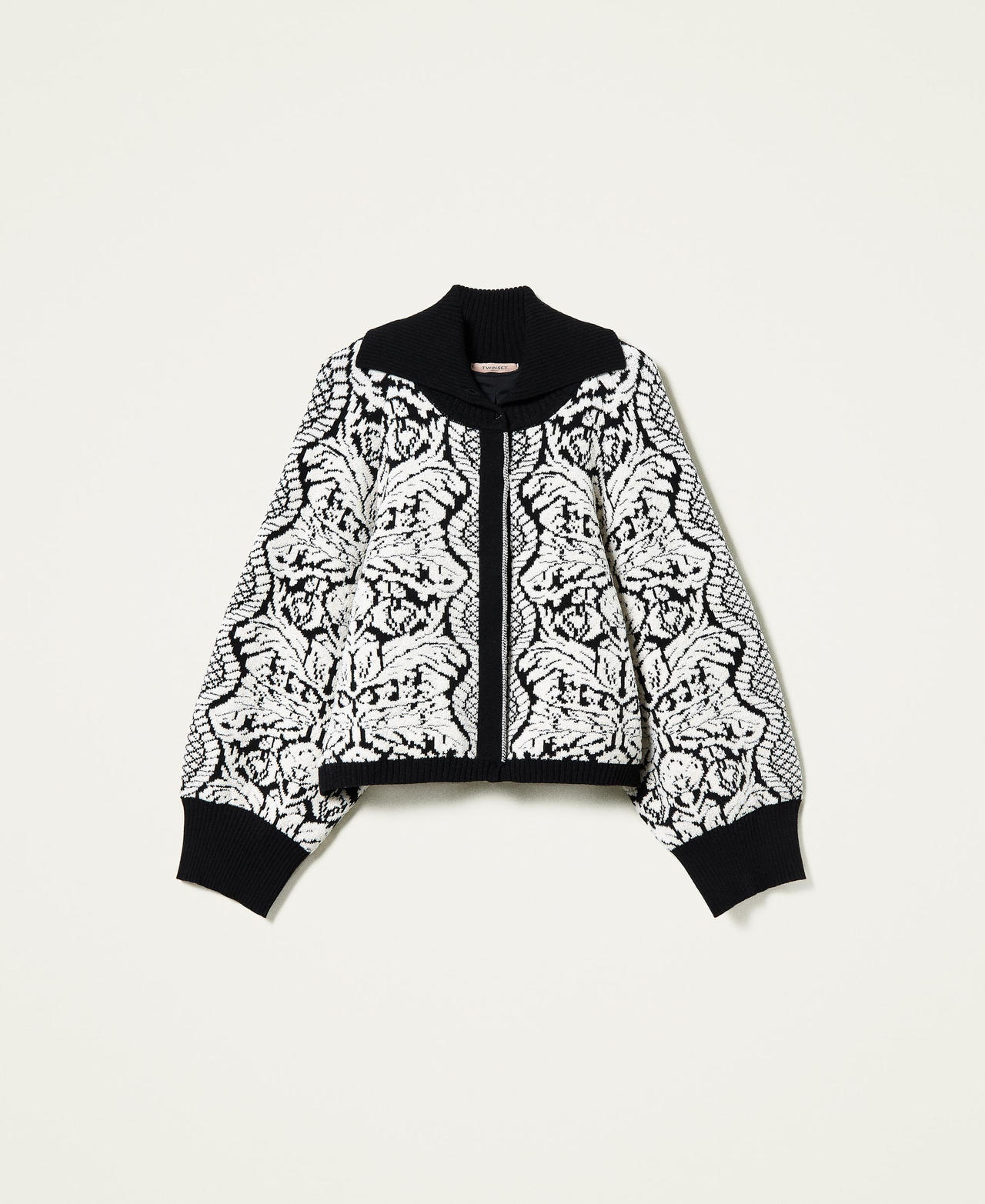 Jacquard floral jacket Black / “Snow” White Floral Jacquard Woman 212TP3440-0S