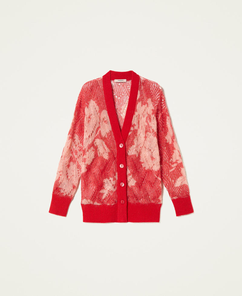 C&aacute;rdigan de mezcla calado de flores Estampado Flores Rosa Geranio Mujer 212TP3551-0S