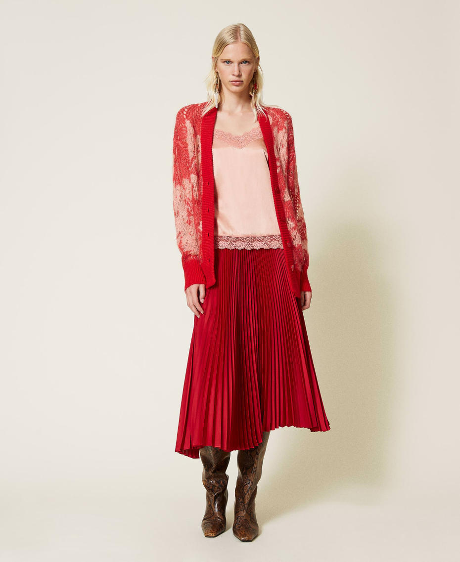 C&aacute;rdigan de mezcla calado de flores Estampado Flores Rosa Geranio Mujer 212TP3551-0T
