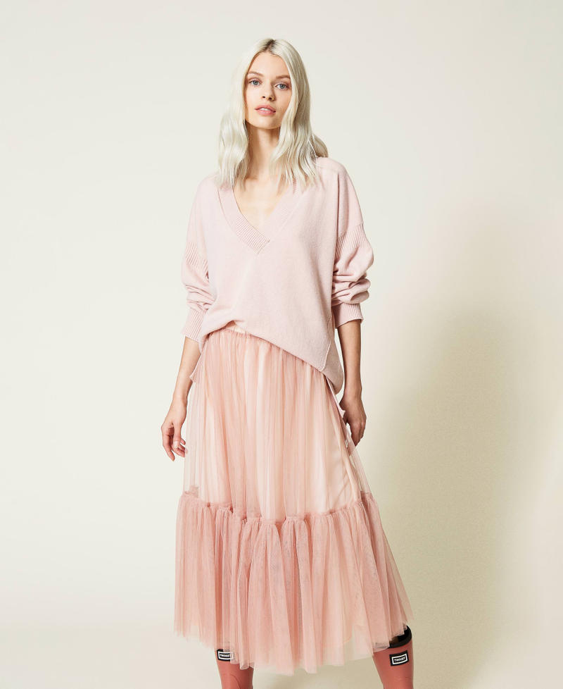 Tulle skirt with recycled polyester Quartz Pink Woman 212TQ2130-01