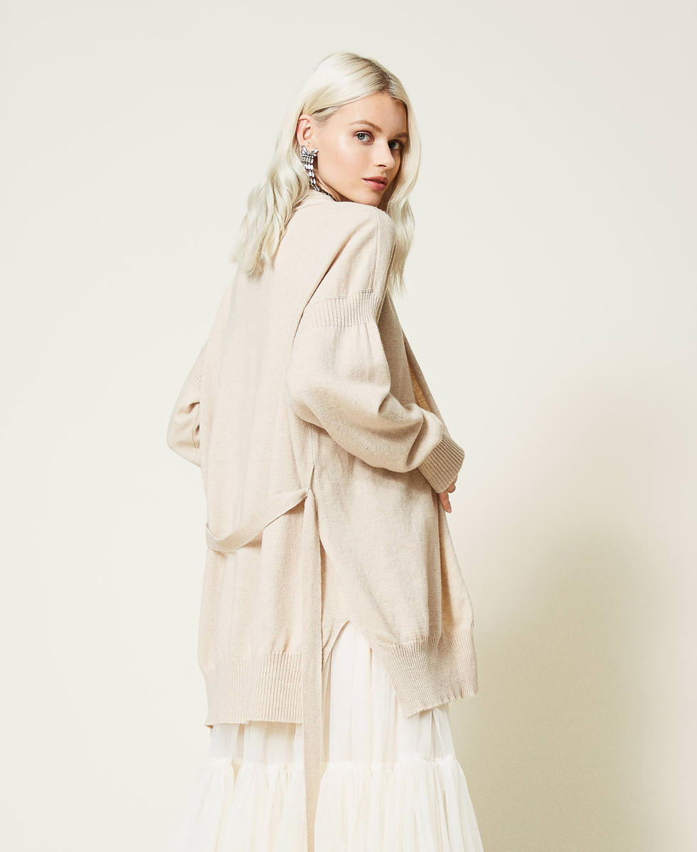 Recycled cashmere blend cardigan Woman, Grey | TWINSET Milano