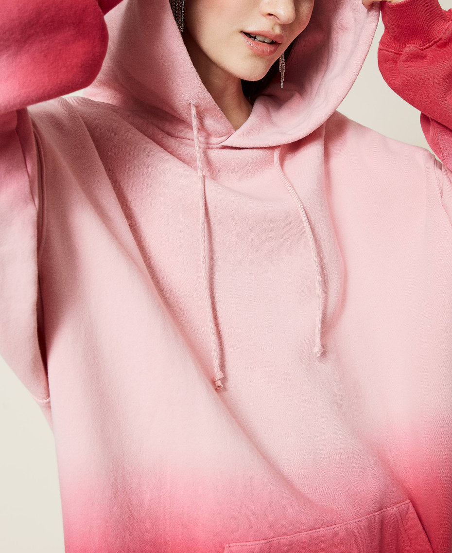 Abito in felpa tie‑dye con frange e logo Deep Dyed Lampone Scuro Donna 212TT2010-05