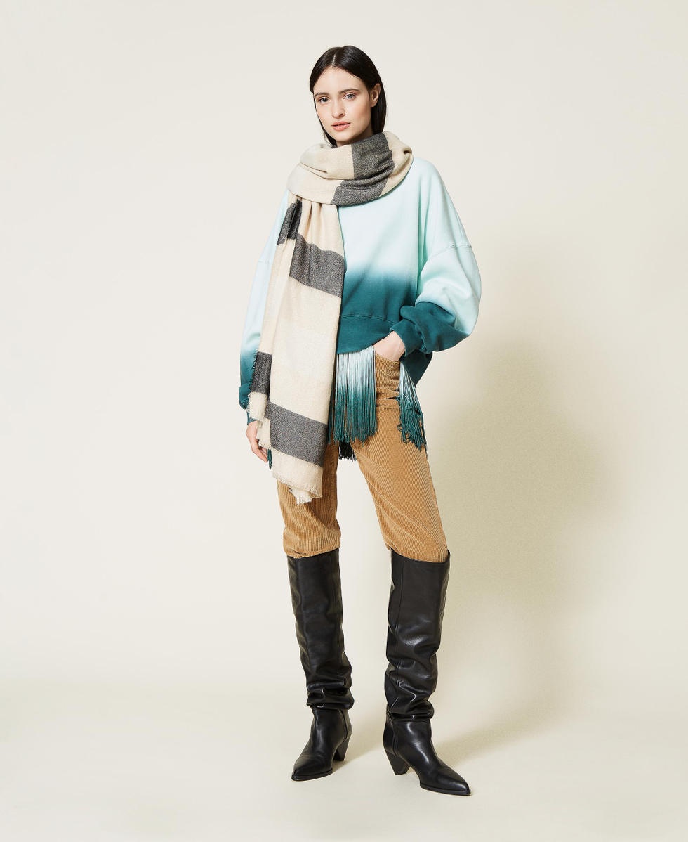 Sudadera tie‑dye con flecos y logotipo Deep Dyed Verde Oscuro Mujer 212TT2011-0T