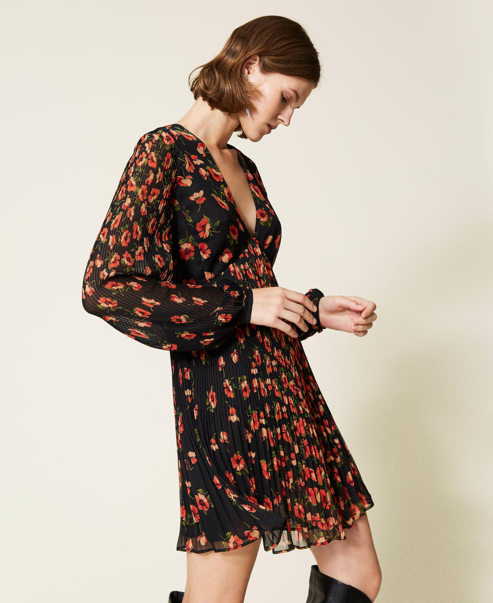 Robe en cr pon imprim floral Femme Rouge TWINSET Milano