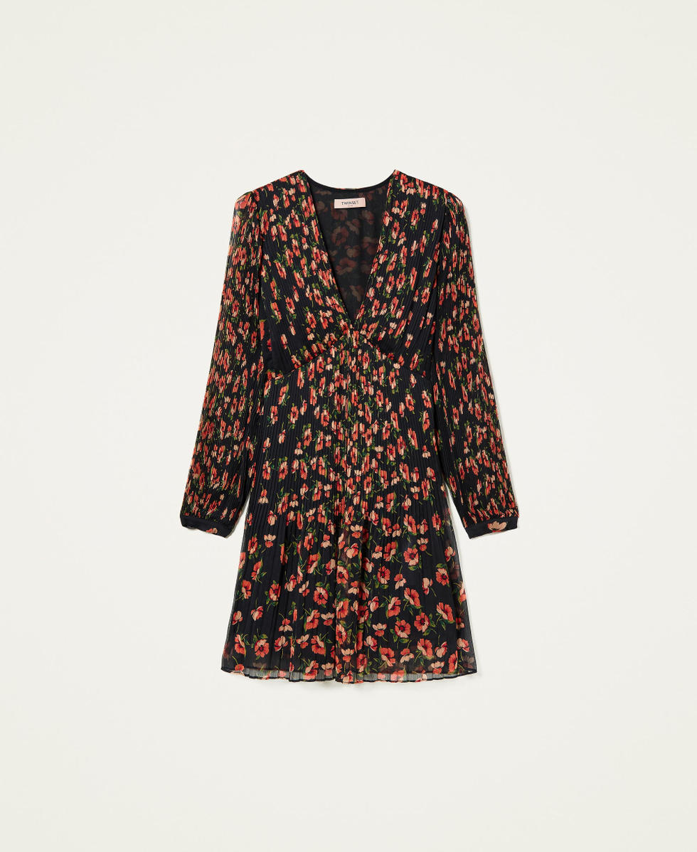 Creponne dress with floral print Woman Red TWINSET Milano