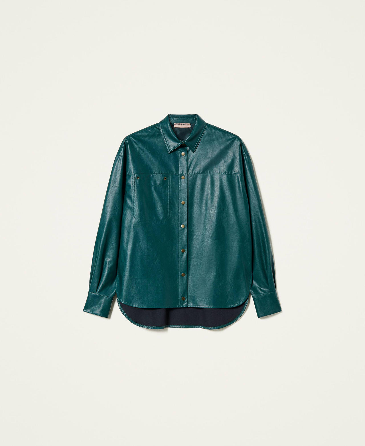 Coated fabric shirt Dark Green Woman 212TT2052-0S