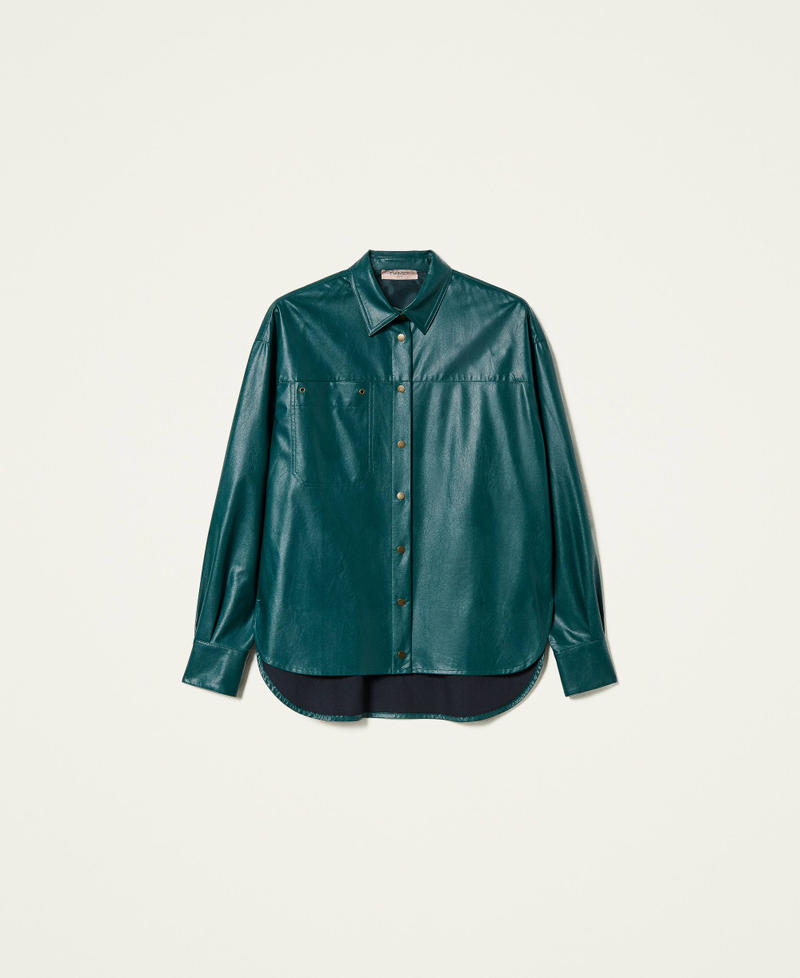 Coated fabric shirt Dark Green Woman 212TT2052-0S
