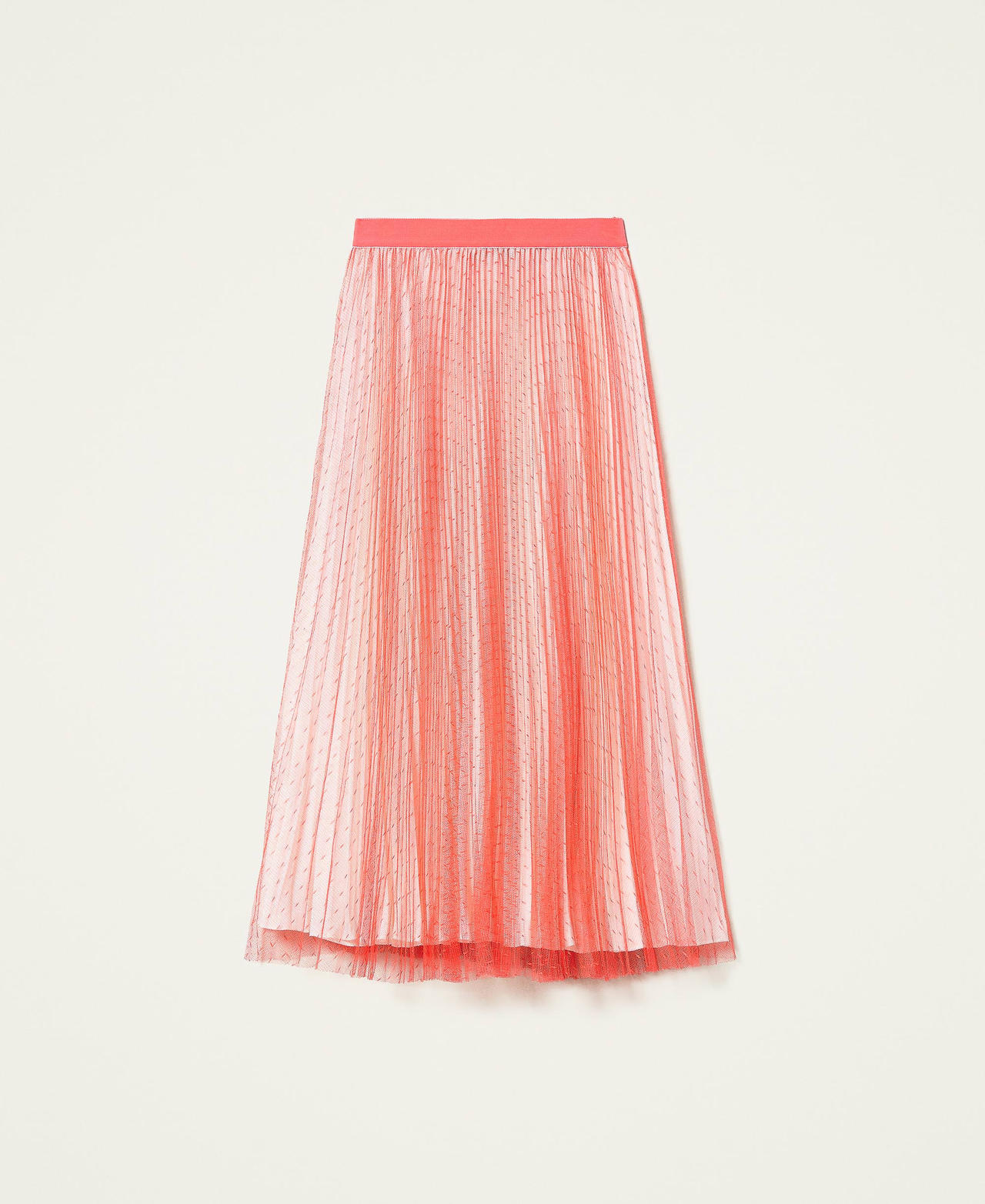 Falda larga de tul plumetis Bicolor Rojo «Coral Candy» / Blanco «Nieve» Mujer 212TT2060-0S