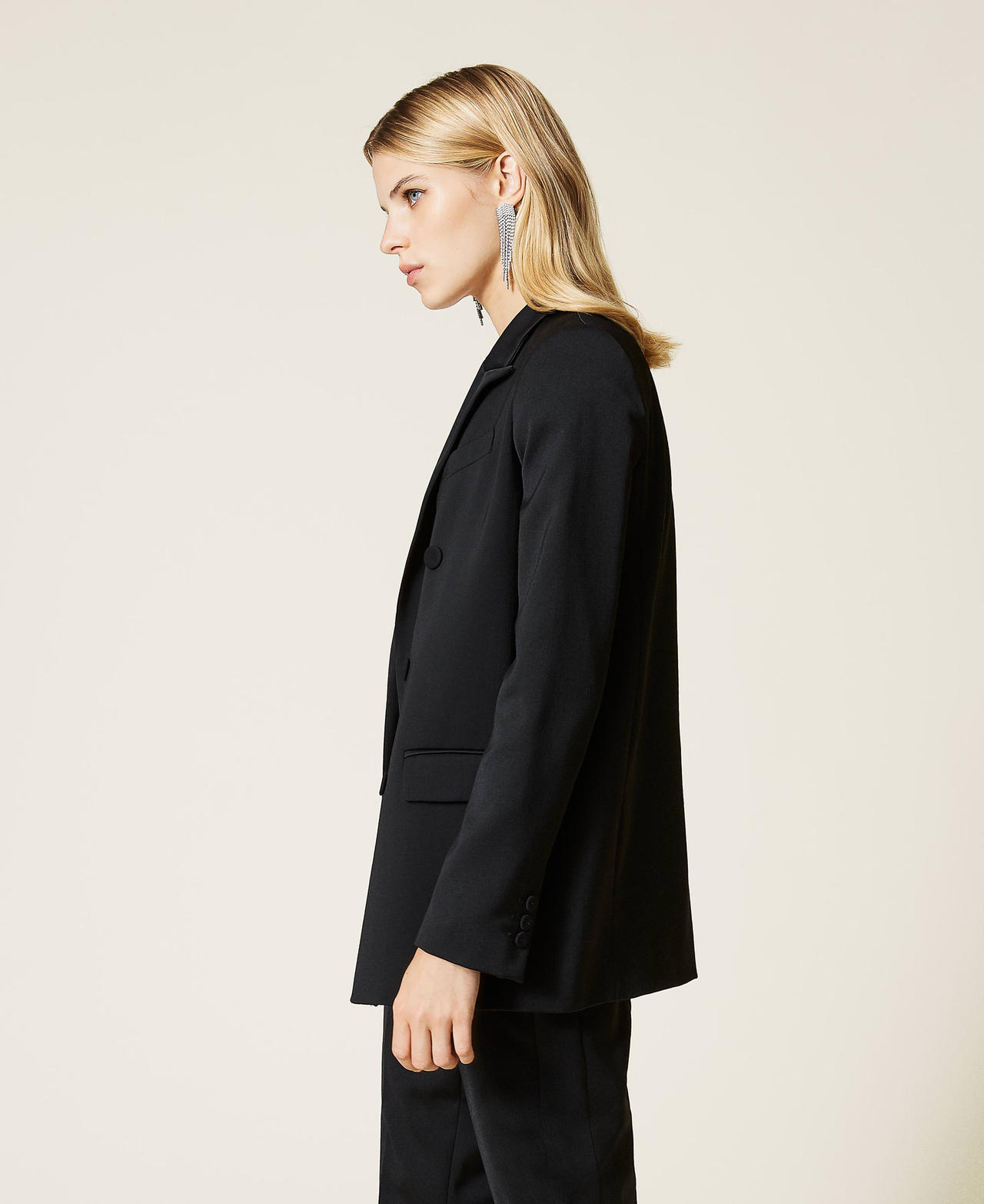 Giacca in raso di misto lana Nero Donna 212TT2191-02