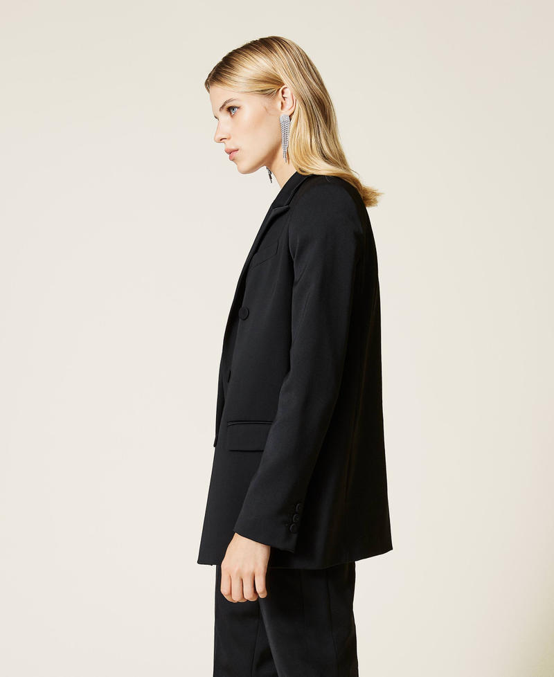 Giacca in raso di misto lana Nero Donna 212TT2191-02
