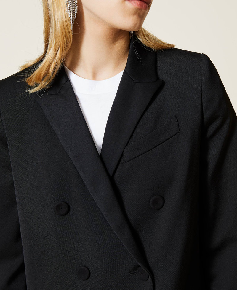 Giacca in raso di misto lana Nero Donna 212TT2191-05