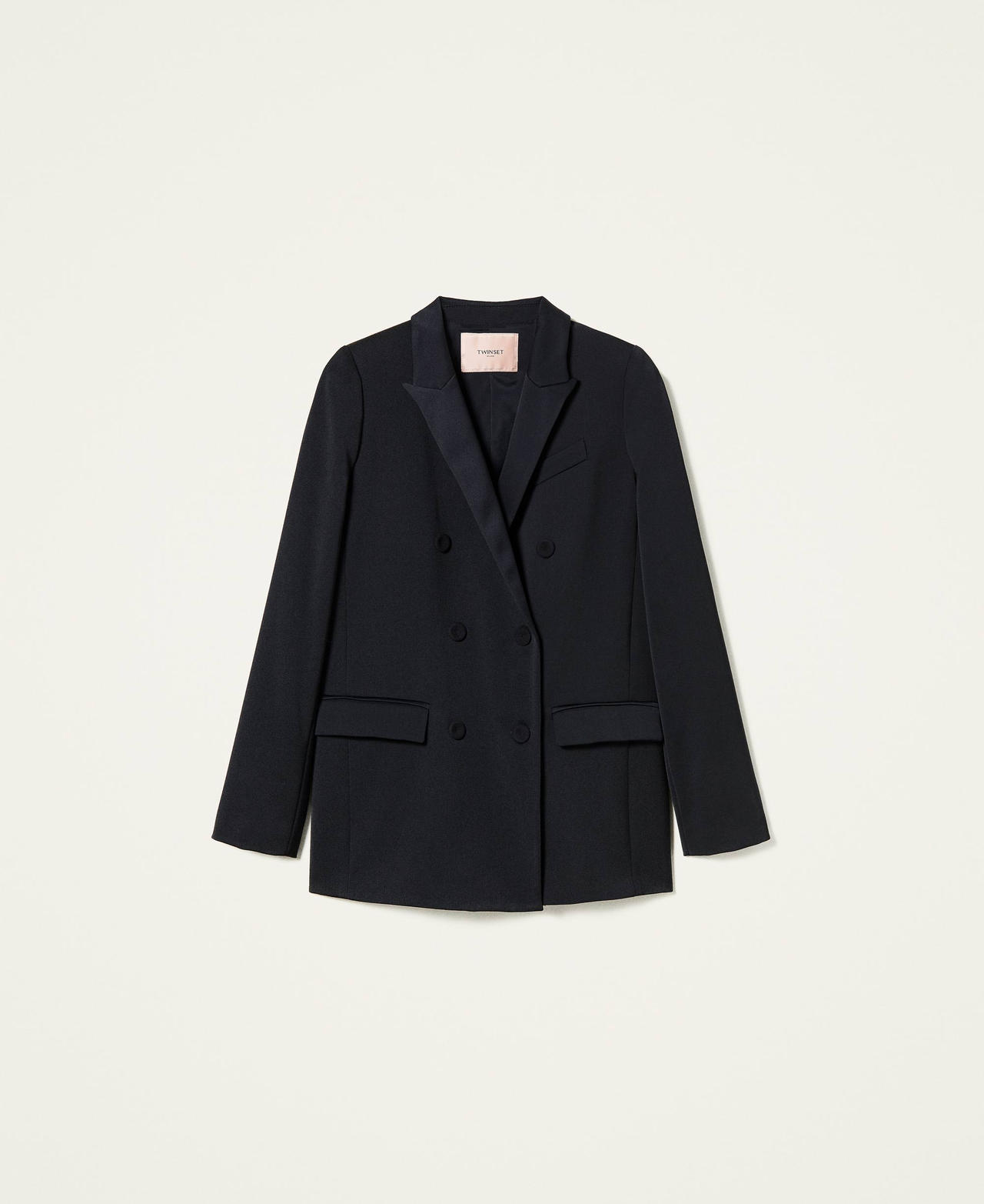 Giacca in raso di misto lana Nero Donna 212TT2191-0S