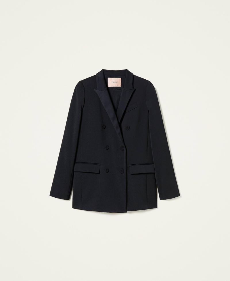 Giacca in raso di misto lana Nero Donna 212TT2191-0S