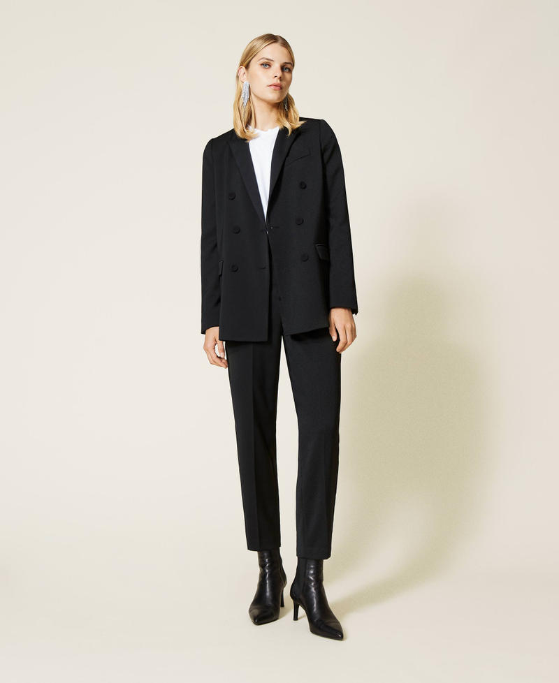 Giacca in raso di misto lana Nero Donna 212TT2191-0T