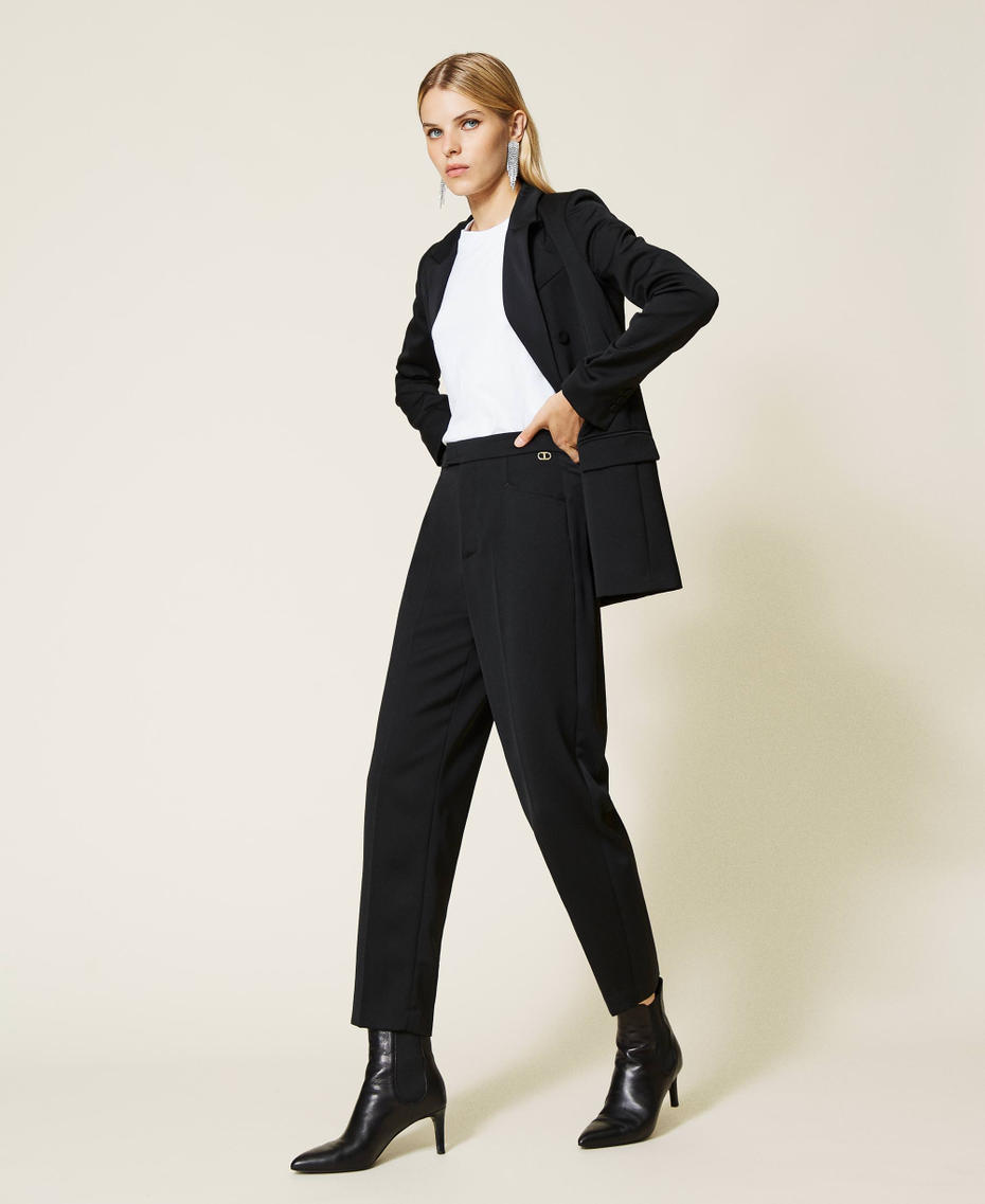 Pantaloni in raso di misto lana Nero Donna 212TT2192-03