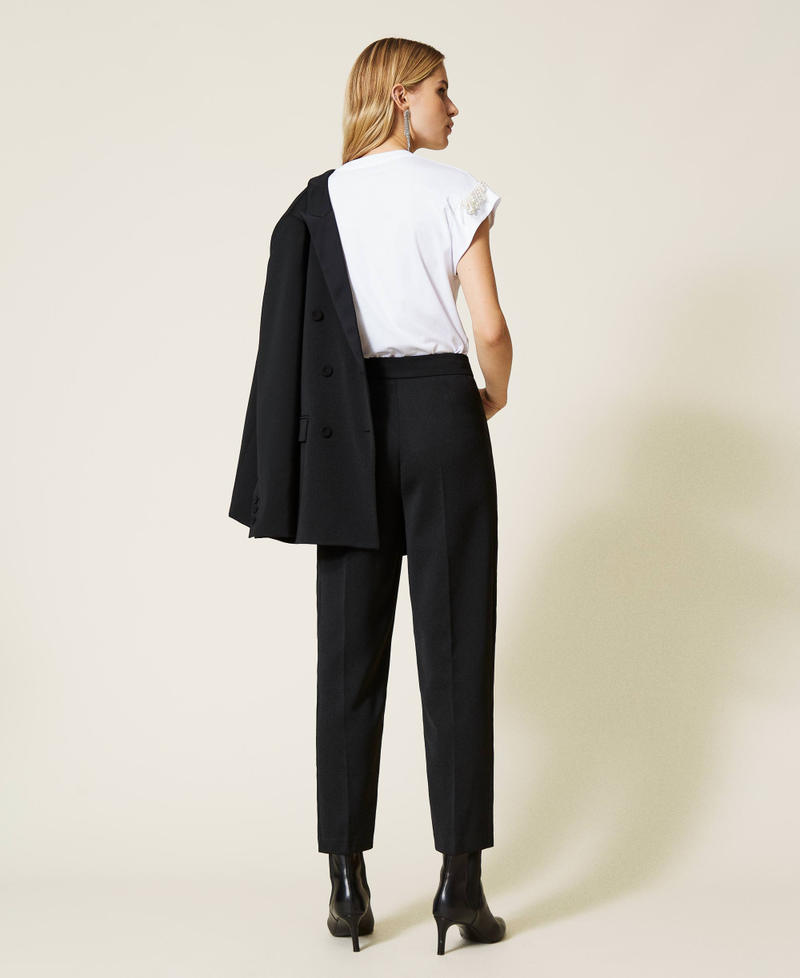 Pantaloni in raso di misto lana Nero Donna 212TT2192-04