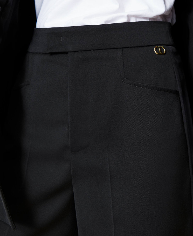 Pantaloni in raso di misto lana Nero Donna 212TT2192-05