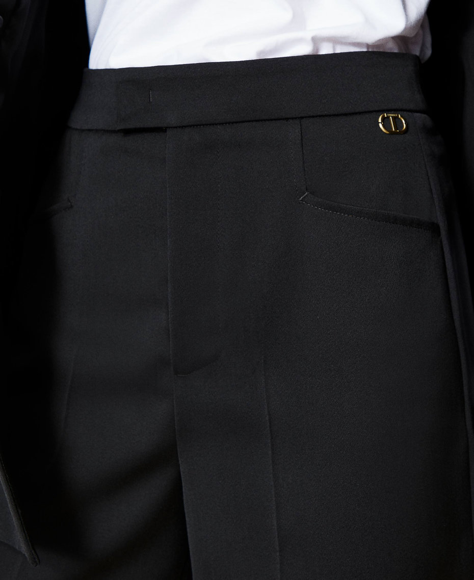 Pantaloni in raso di misto lana Nero Donna 212TT2192-05