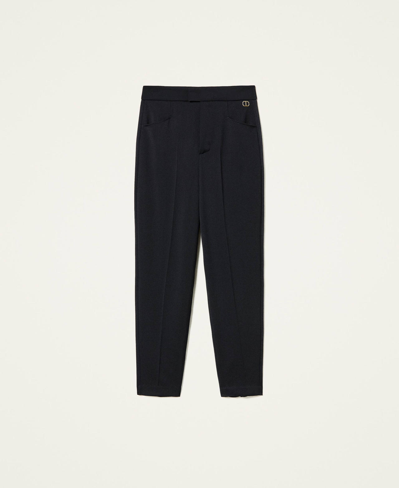 Pantaloni in raso di misto lana Nero Donna 212TT2192-0S