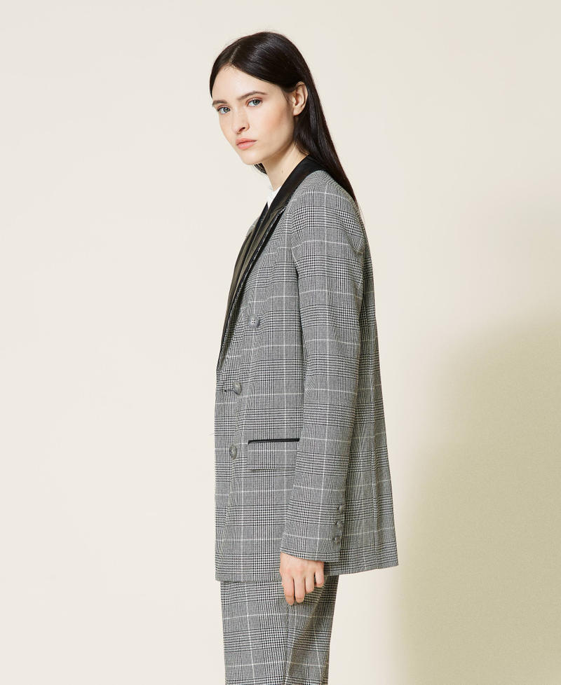 Wool blend Glen Plaid jacket “Snow” White / Black Glen Plaid Woman 212TT2200-03