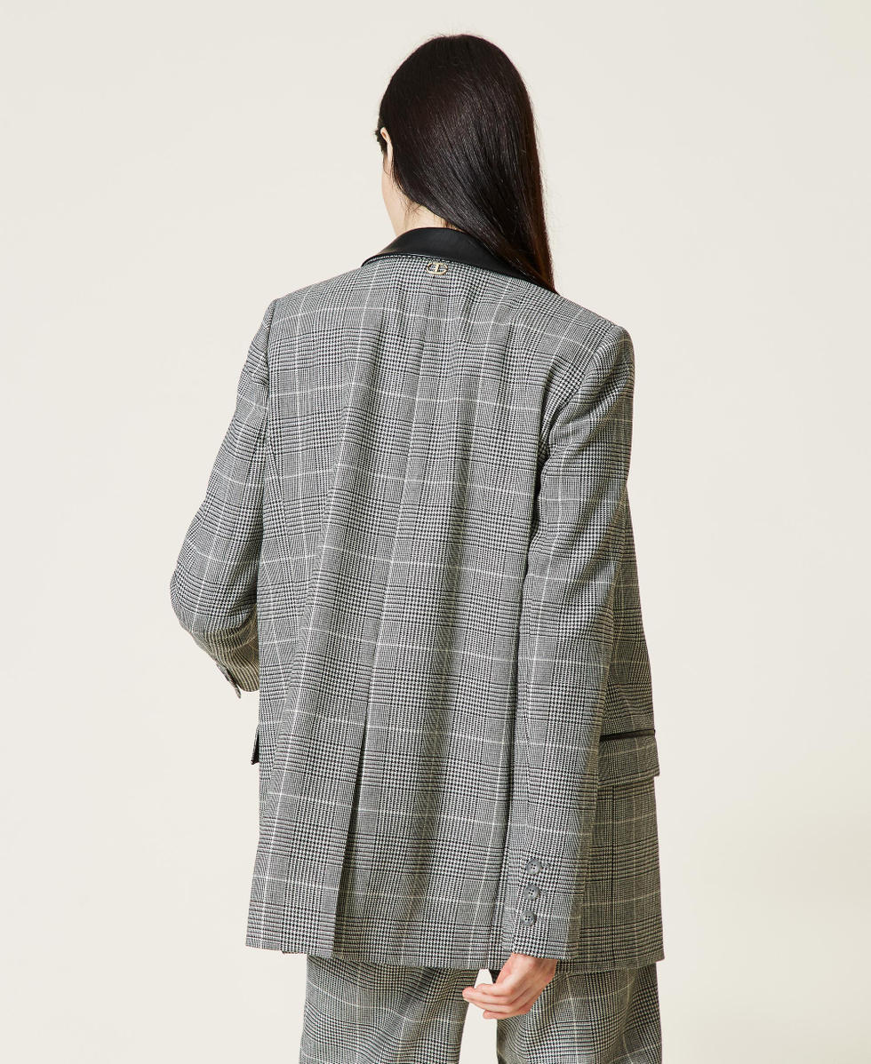 Wool blend Glen Plaid jacket &ldquo;Snow&rdquo; White / Black Glen Plaid Woman 212TT2200-04