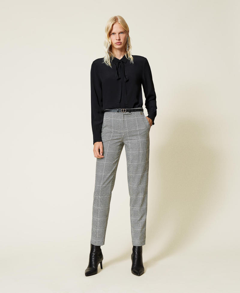Wool blend Glen Plaid trousers &ldquo;Snow&rdquo; White / Black Glen Plaid Woman 212TT2202-01