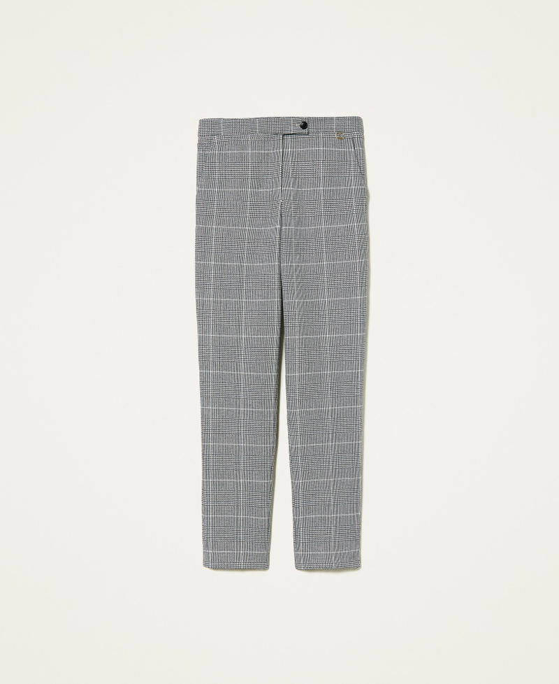 Wool blend Glen Plaid trousers &ldquo;Snow&rdquo; White / Black Glen Plaid Woman 212TT2202-0S
