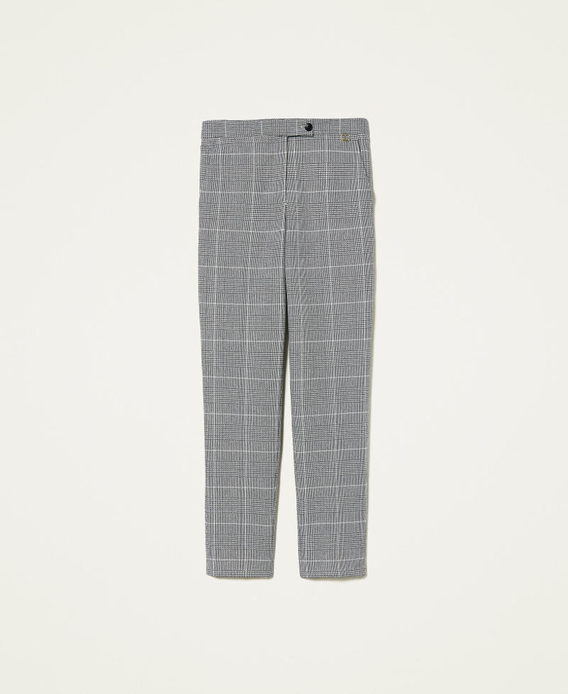 Pantalon en laine mélangée prince de Galles Prince de Galles Blanc « Neige » / Noir Femme 212TT2202-0S