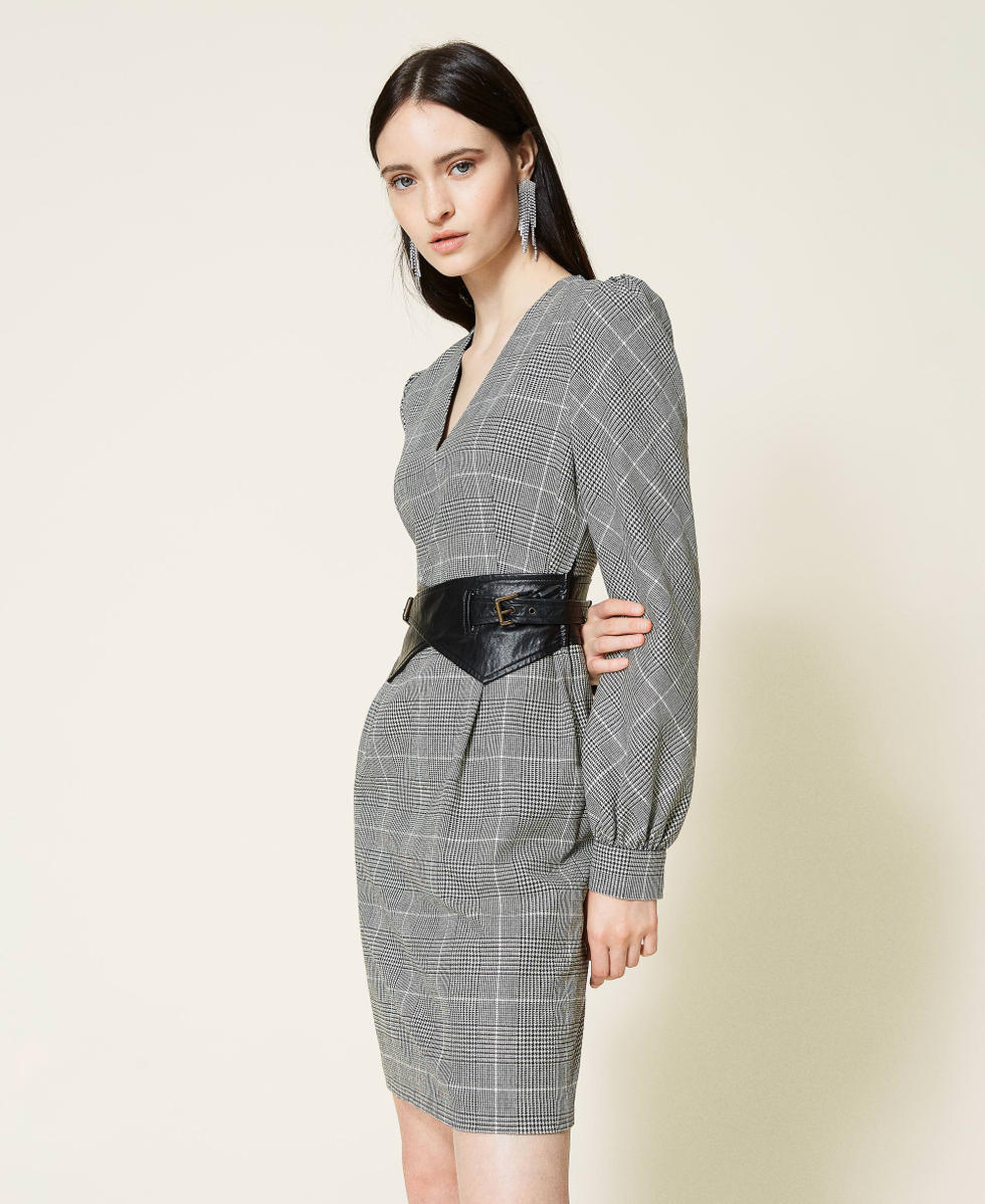 Wool blend Glen Plaid dress Woman Black TWINSET Milano