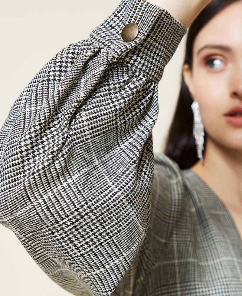 Wool blend Glen Plaid dress &ldquo;Snow&rdquo; White / Black Glen Plaid Woman 212TT2203-06