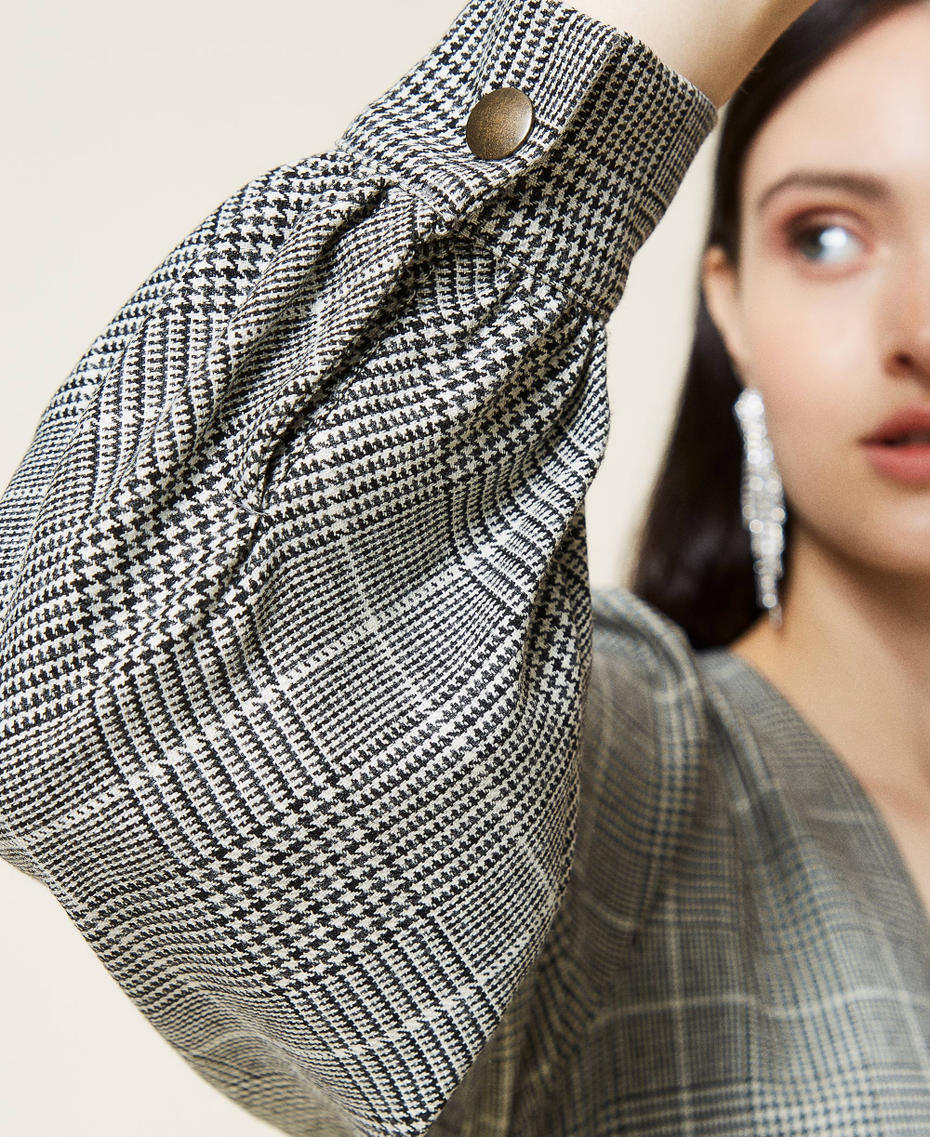 Wool blend Glen Plaid dress &ldquo;Snow&rdquo; White / Black Glen Plaid Woman 212TT2203-06