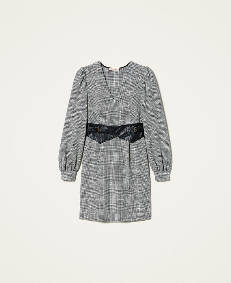 Robe en laine melangee prince de Galles Femme Noir TWINSET Milano