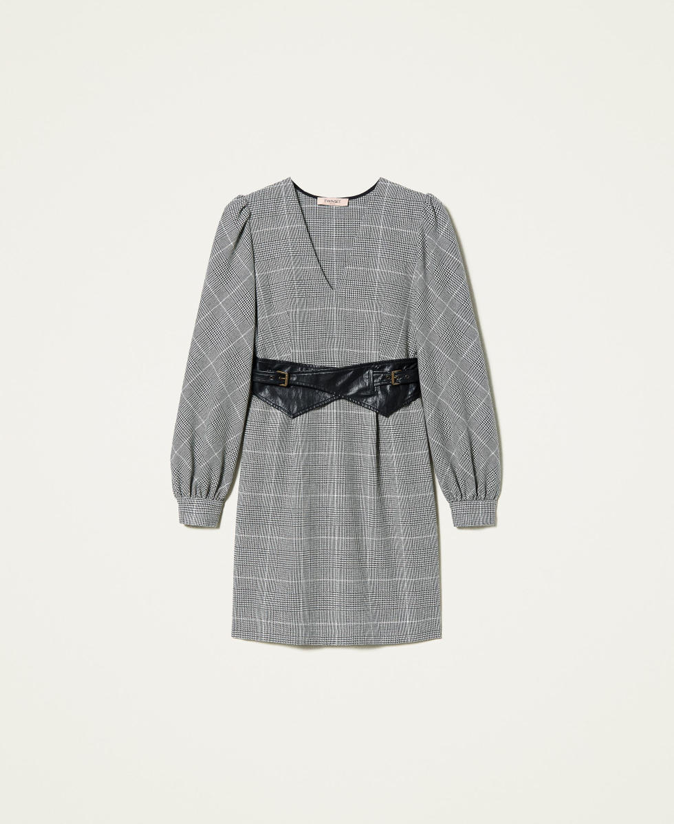 Wool blend Glen Plaid dress Woman Black TWINSET Milano