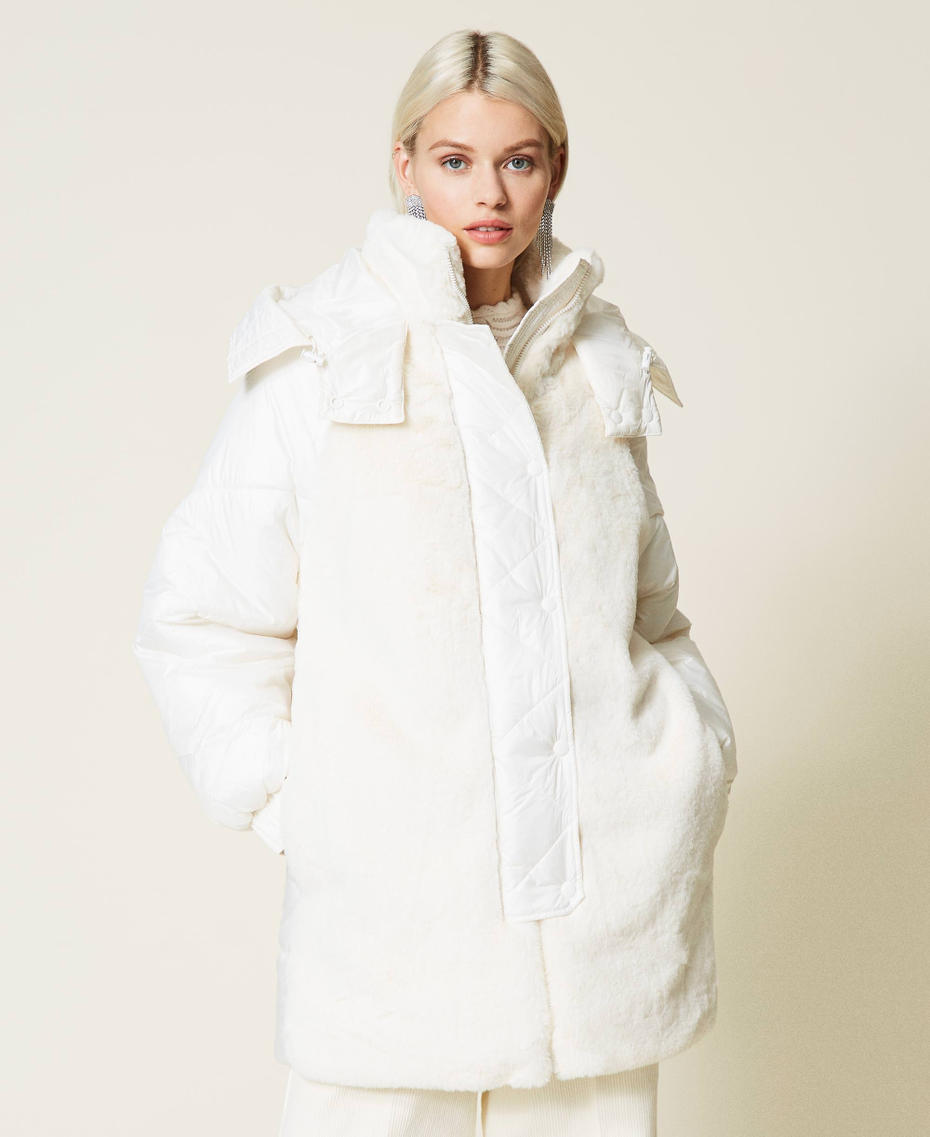 Quilted puffer jacket with inserts White Snow Woman 212TT2211-05