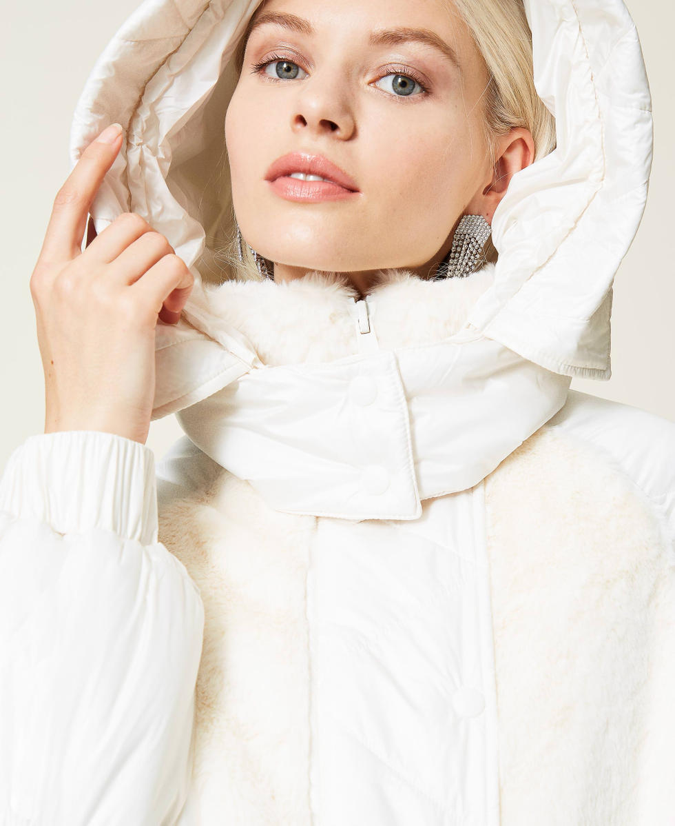 Quilted puffer jacket with inserts White Snow Woman 212TT2211-06