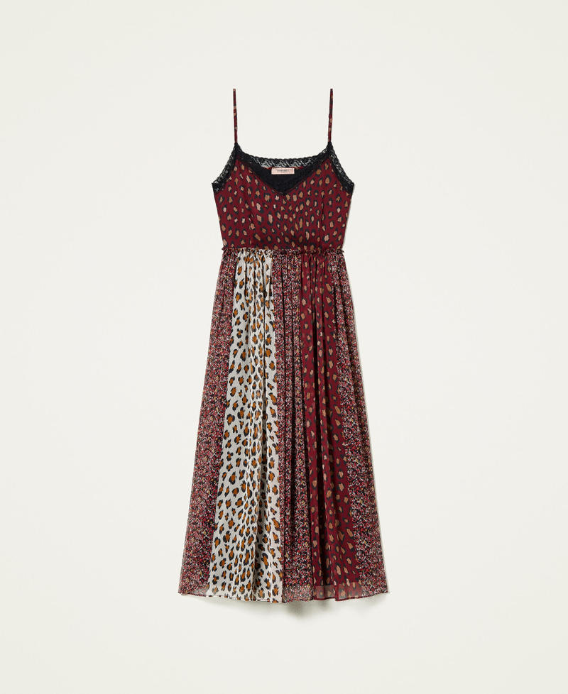 Платье из набивного креп-шифона Принт Полоска Цветок Животный женщина 212TT2251-0S