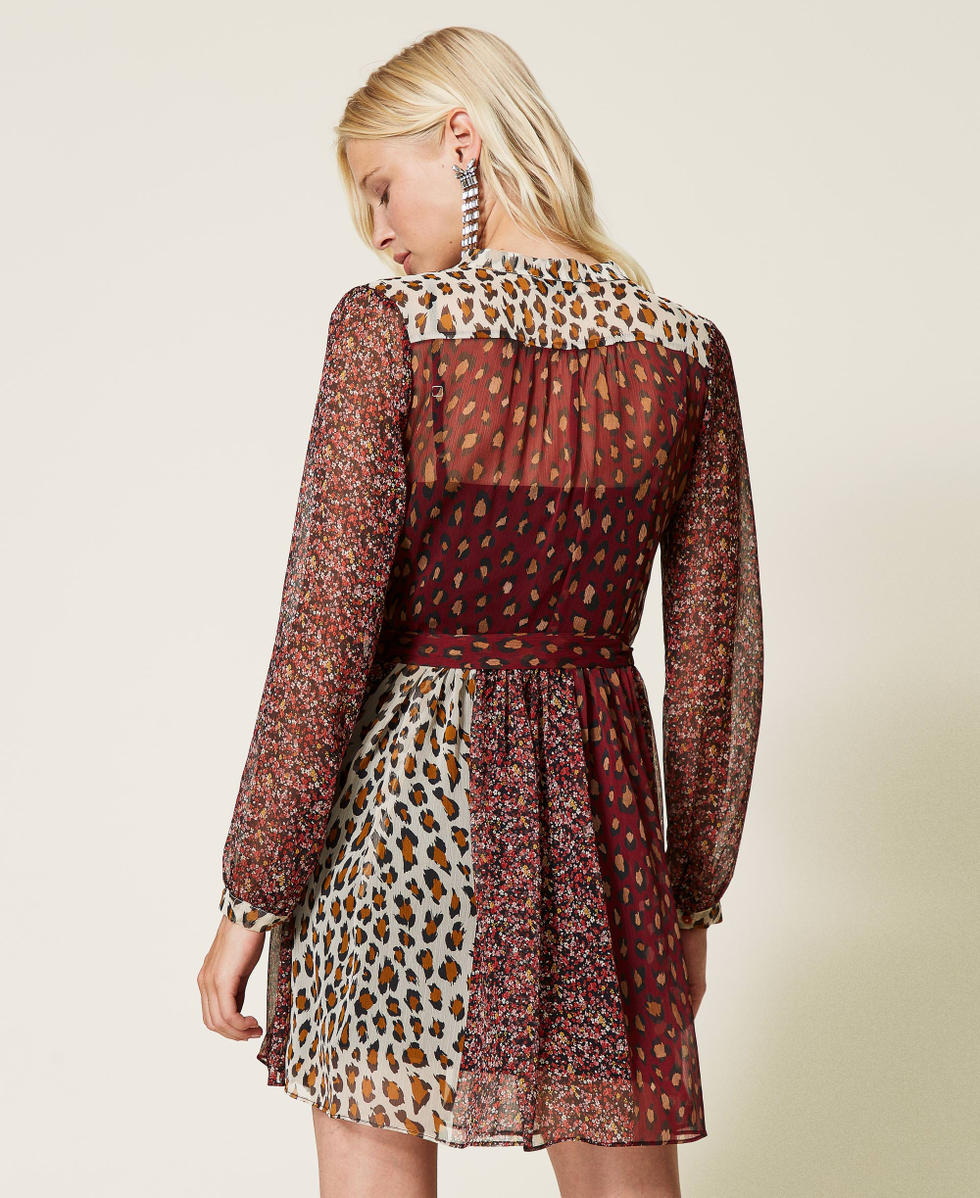 Printed creponne short dress Woman Patterned TWINSET Milano